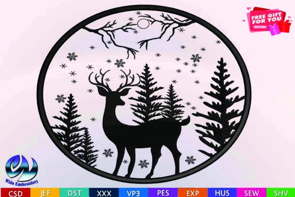 Deer Embroidery, 10 Formats Review
