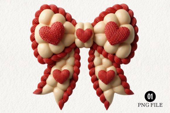 Embroidery Bow Mini Hearts Valentine PNG Review
