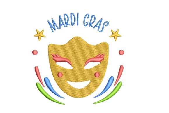 Mardi Gras Smiling Mask Celebration Embroidery Design Review