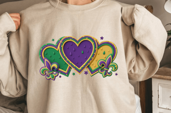 Review: Mardi Gras Embroidery Style Hearts PNG